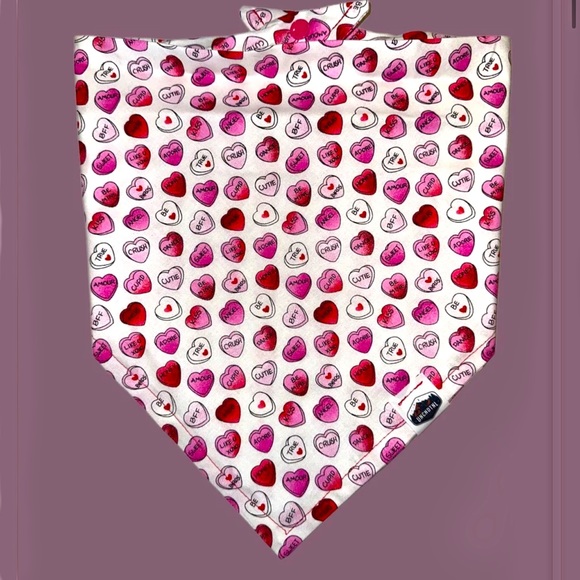 🐶🐱🦊Handmade Valentine Bandana Scarf for Dogs Cats and Pet White Pink Heart ♥️ - Picture 1 of 3